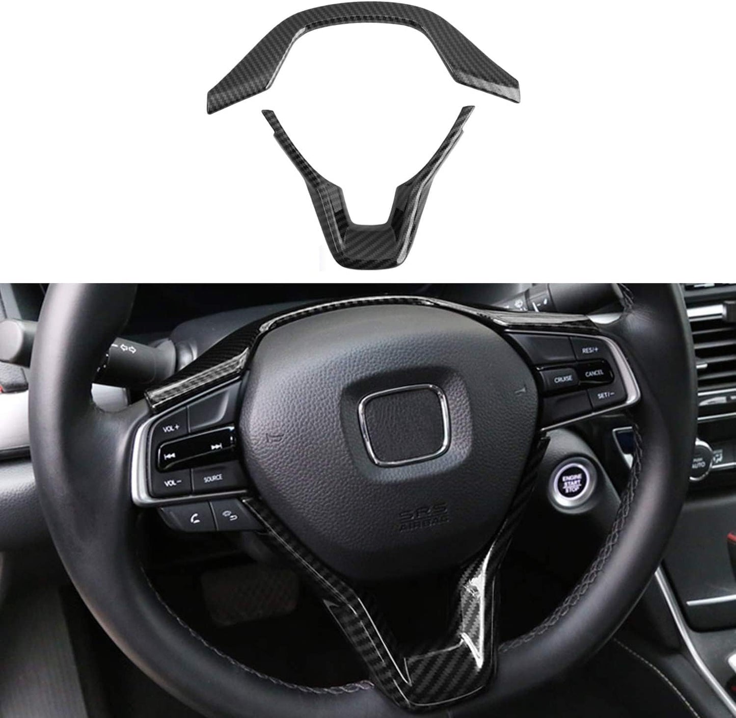 Funda para volante de fibra de carbono ABS para Honda Accord 10ª generación 2018 2019 2020 2021 2022, ajuste Sedan LX Sport EX-L Touring Hybrid, 2 piezas