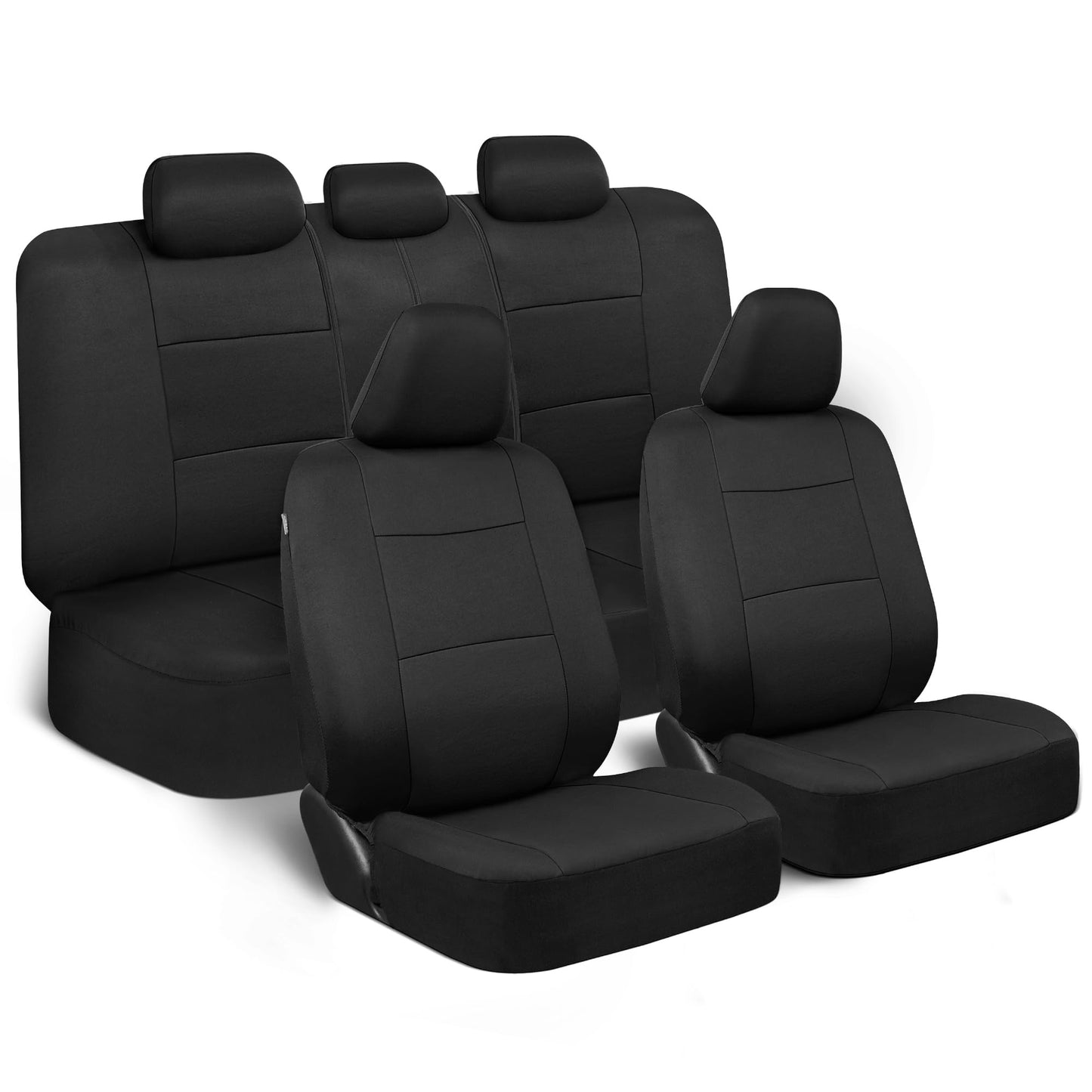 BDK PolyPro - Juego completo de fundas de asiento de coche en rojo sobre negro, fundas de asiento dividido delantero y trasero, fácil de instalar, accesorios para automóviles, camiones, furgonetas,