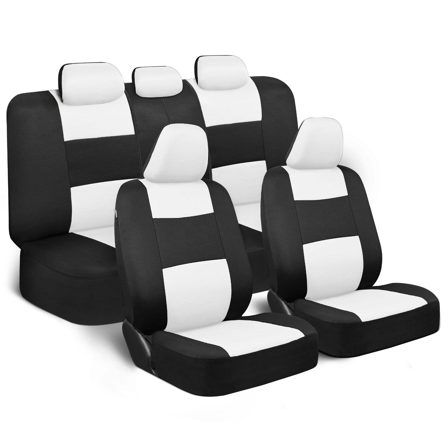 BDK PolyPro - Juego completo de fundas de asiento de coche en rojo sobre negro, fundas de asiento dividido delantero y trasero, fácil de instalar, accesorios para automóviles, camiones, furgonetas,