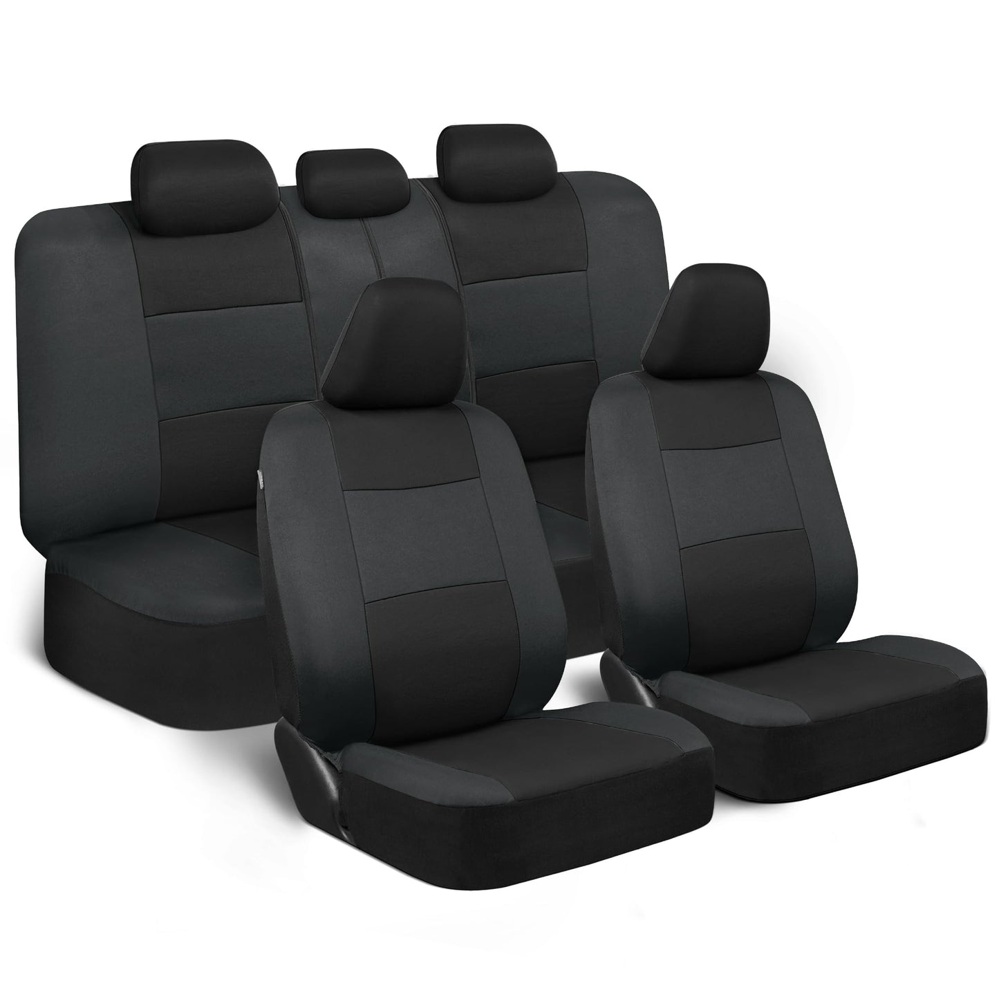 BDK PolyPro - Juego completo de fundas de asiento de coche en rojo sobre negro, fundas de asiento dividido delantero y trasero, fácil de instalar, accesorios para automóviles, camiones, furgonetas,