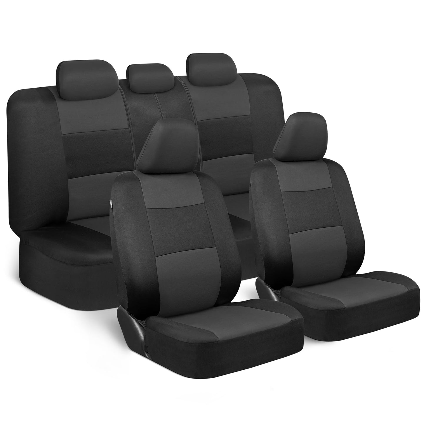BDK PolyPro - Juego completo de fundas de asiento de coche en rojo sobre negro, fundas de asiento dividido delantero y trasero, fácil de instalar, accesorios para automóviles, camiones, furgonetas,
