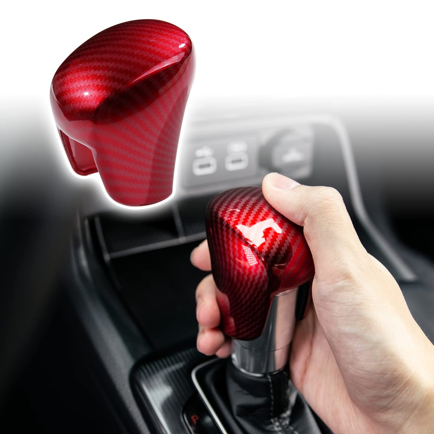 CKE Compatible con Honda Civic 2022 2023 2024 2025 para CRV HRV 2023 2024 2025 para Accord 2018-2024 2025 Accesorios para consola central de coche, cubierta de perilla de palanca de cambios - carbono