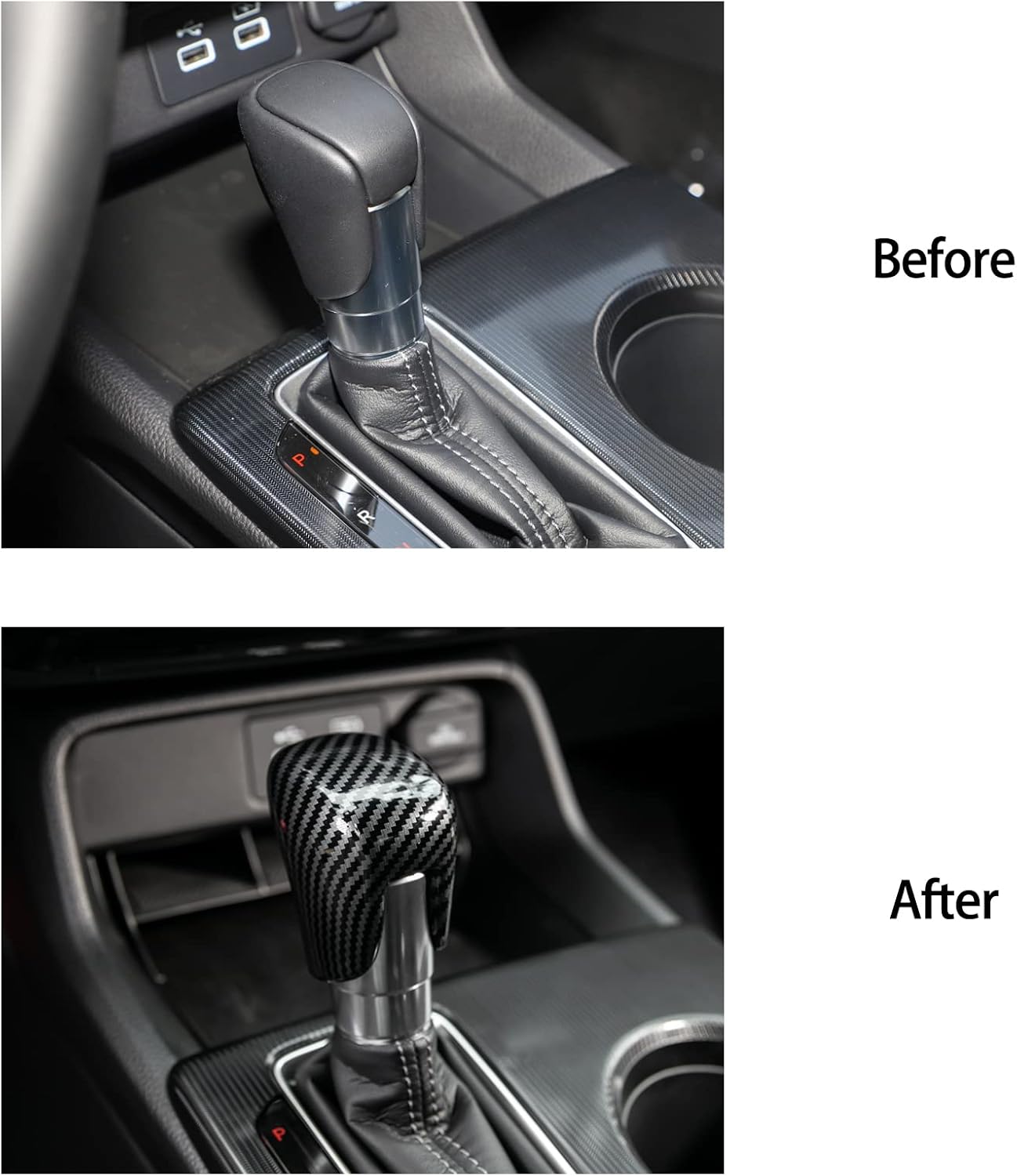 CKE Compatible con Honda Civic 2022 2023 2024 2025 para CRV HRV 2023 2024 2025 para Accord 2018-2024 2025 Accesorios para consola central de coche, cubierta de perilla de palanca de cambios - carbono