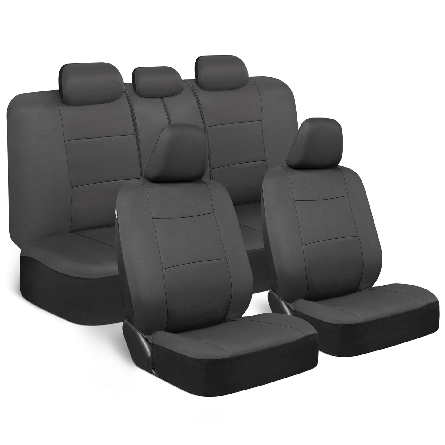 BDK PolyPro - Juego completo de fundas de asiento de coche en rojo sobre negro, fundas de asiento dividido delantero y trasero, fácil de instalar, accesorios para automóviles, camiones, furgonetas,