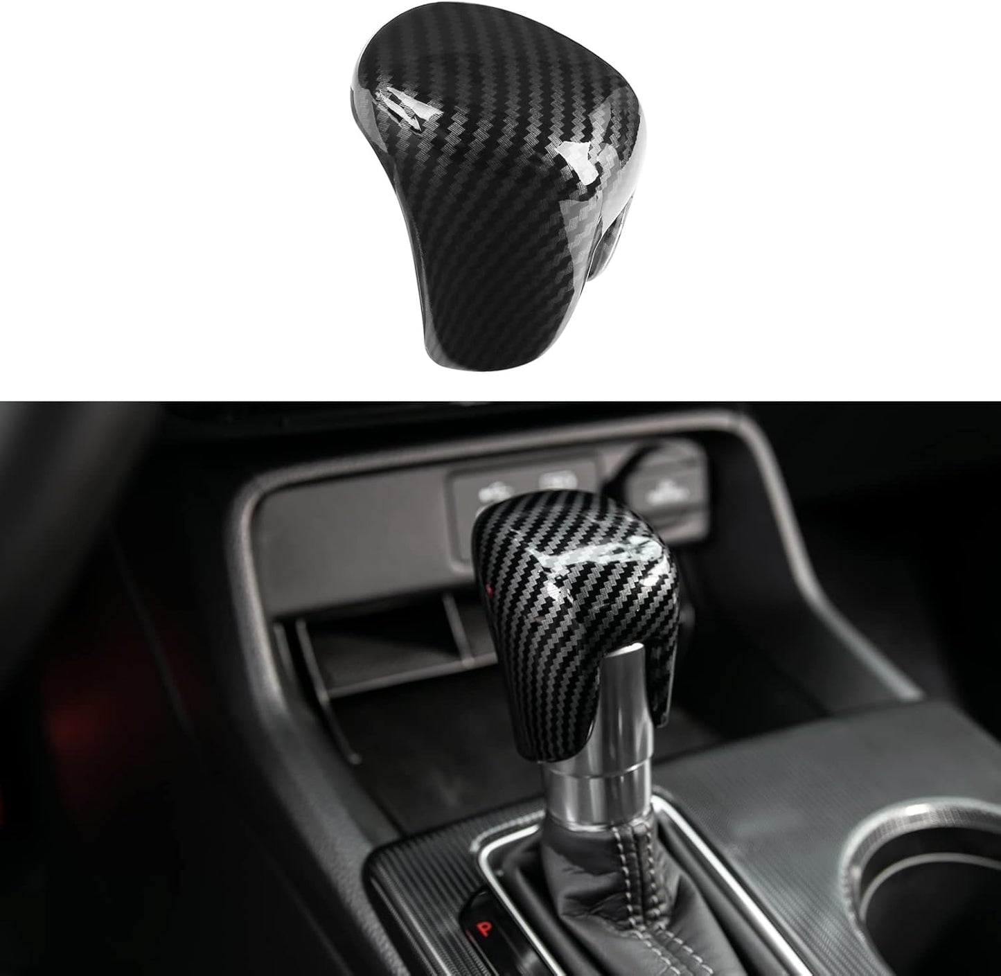 CKE Compatible con Honda Civic 2022 2023 2024 2025 para CRV HRV 2023 2024 2025 para Accord 2018-2024 2025 Accesorios para consola central de coche, cubierta de perilla de palanca de cambios - carbono