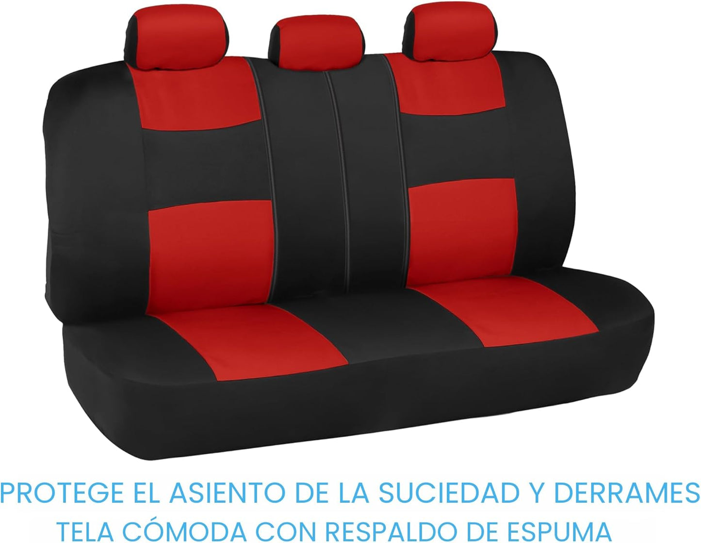 BDK PolyPro - Juego completo de fundas de asiento de coche en rojo sobre negro, fundas de asiento dividido delantero y trasero, fácil de instalar, accesorios para automóviles, camiones, furgonetas,
