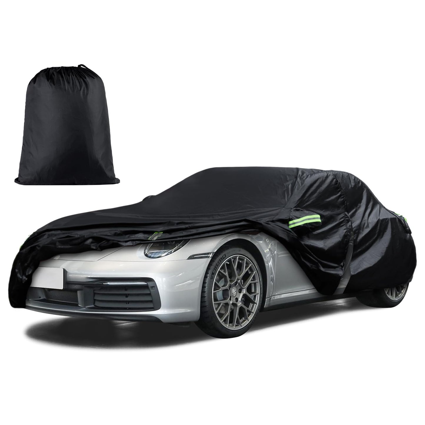 Migaven - Funda de coche personalizada, impermeable para todo tipo de clima, funda exterior completa, protector de lluvia, sol, nieve con cremallera en la puerta