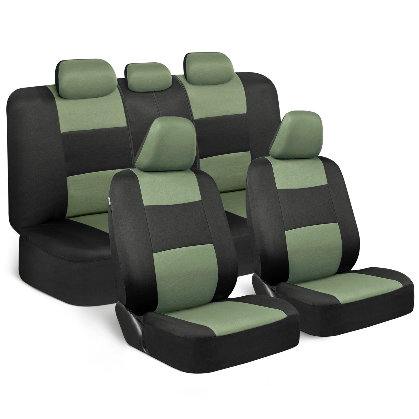 BDK PolyPro - Juego completo de fundas de asiento de coche en rojo sobre negro, fundas de asiento dividido delantero y trasero, fácil de instalar, accesorios para automóviles, camiones, furgonetas,