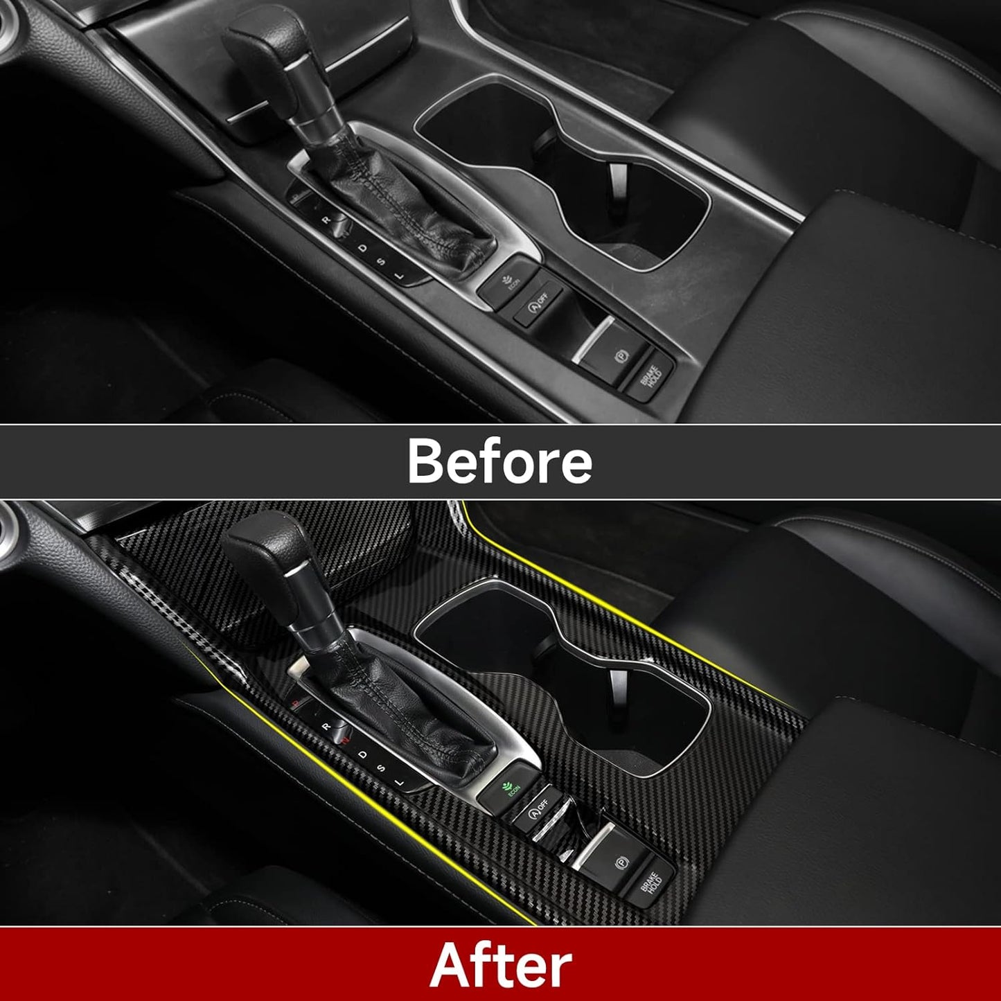 Calcomanías para panel de palanca de cambios versión a gas para Honda Accord 2018 2019 2020 2021 2022 Accesorios de 10ª generación ABS Calcomanías interiores de fibra de carbono