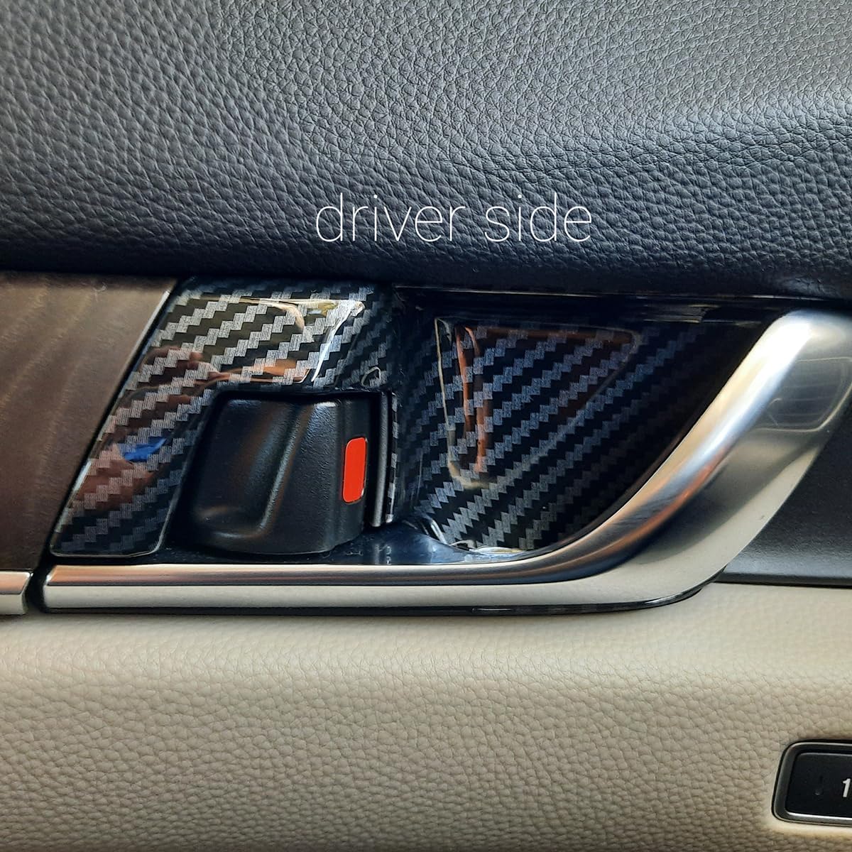 ABS Interior Door Handle Decoration Cover Door Bowl Trim for Honda Accord 2018 2019 2020 2021 2022, Carbon Fiber Grain