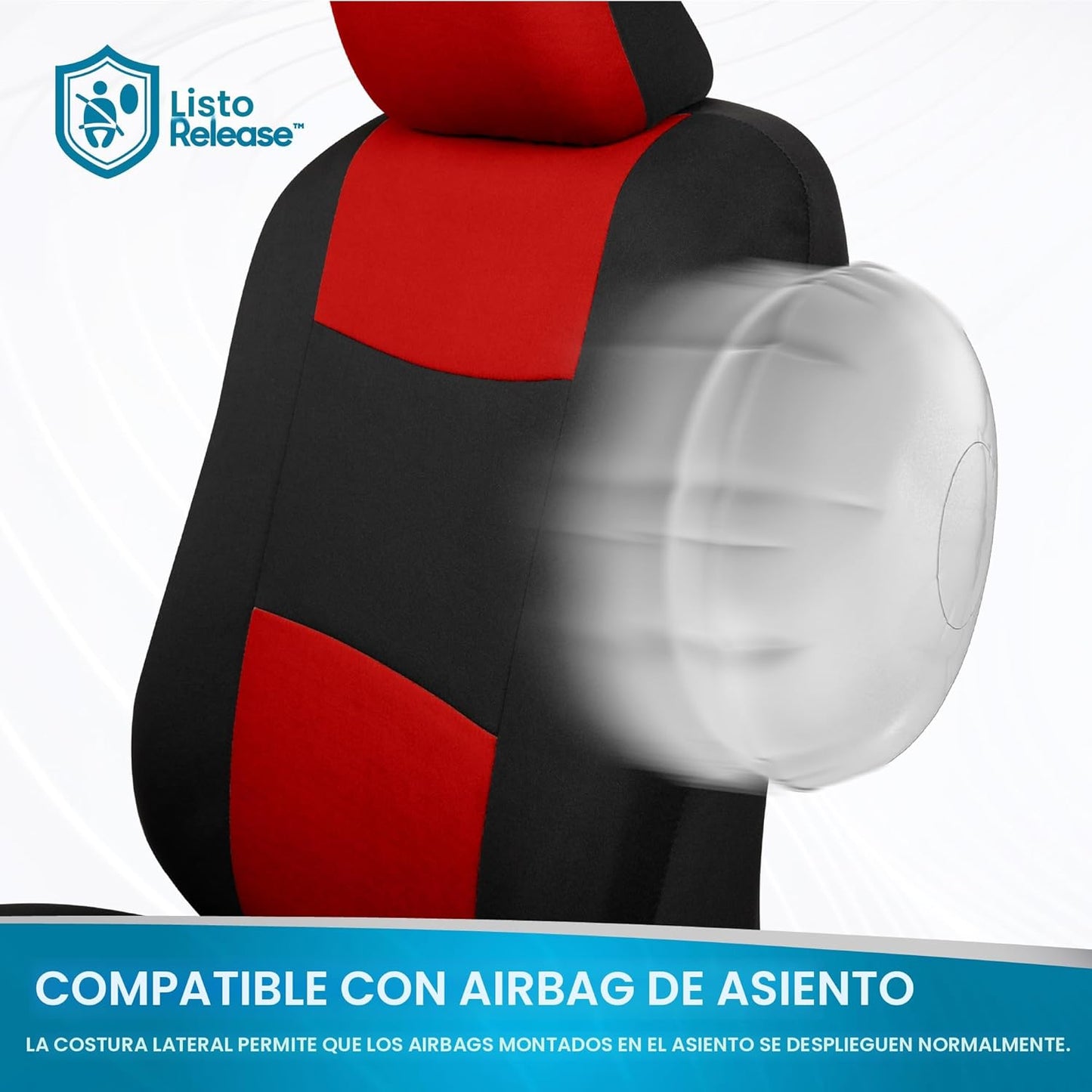 BDK PolyPro - Juego completo de fundas de asiento de coche en rojo sobre negro, fundas de asiento dividido delantero y trasero, fácil de instalar, accesorios para automóviles, camiones, furgonetas,