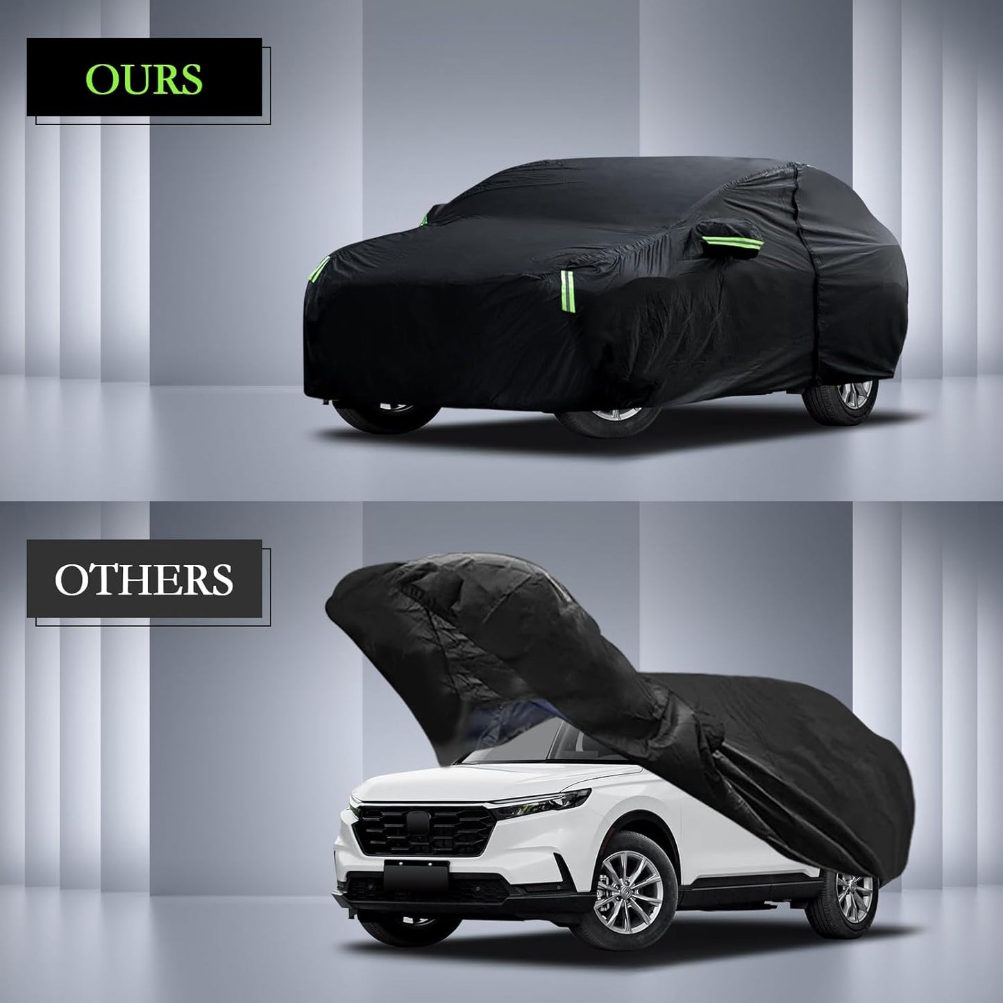 Migaven - Funda de coche personalizada, impermeable para todo tipo de clima, funda exterior completa, protector de lluvia, sol, nieve con cremallera en la puerta
