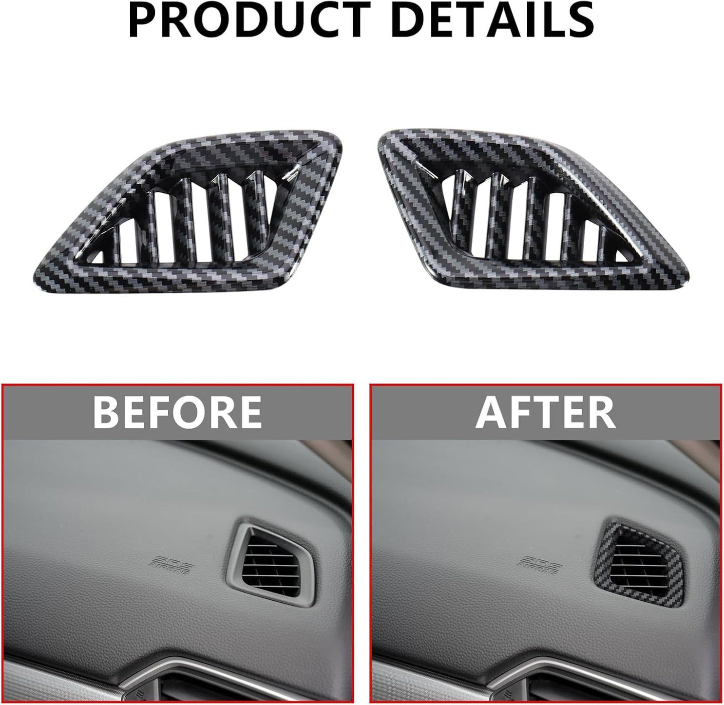 20 Pcs Carbon Fiber Interior Decor Cover, Gear Shift Panel Air Vent Cover Side Door Panel Strip Cover Trim Compatible with Honda Accord 10th Gen 2018-2022