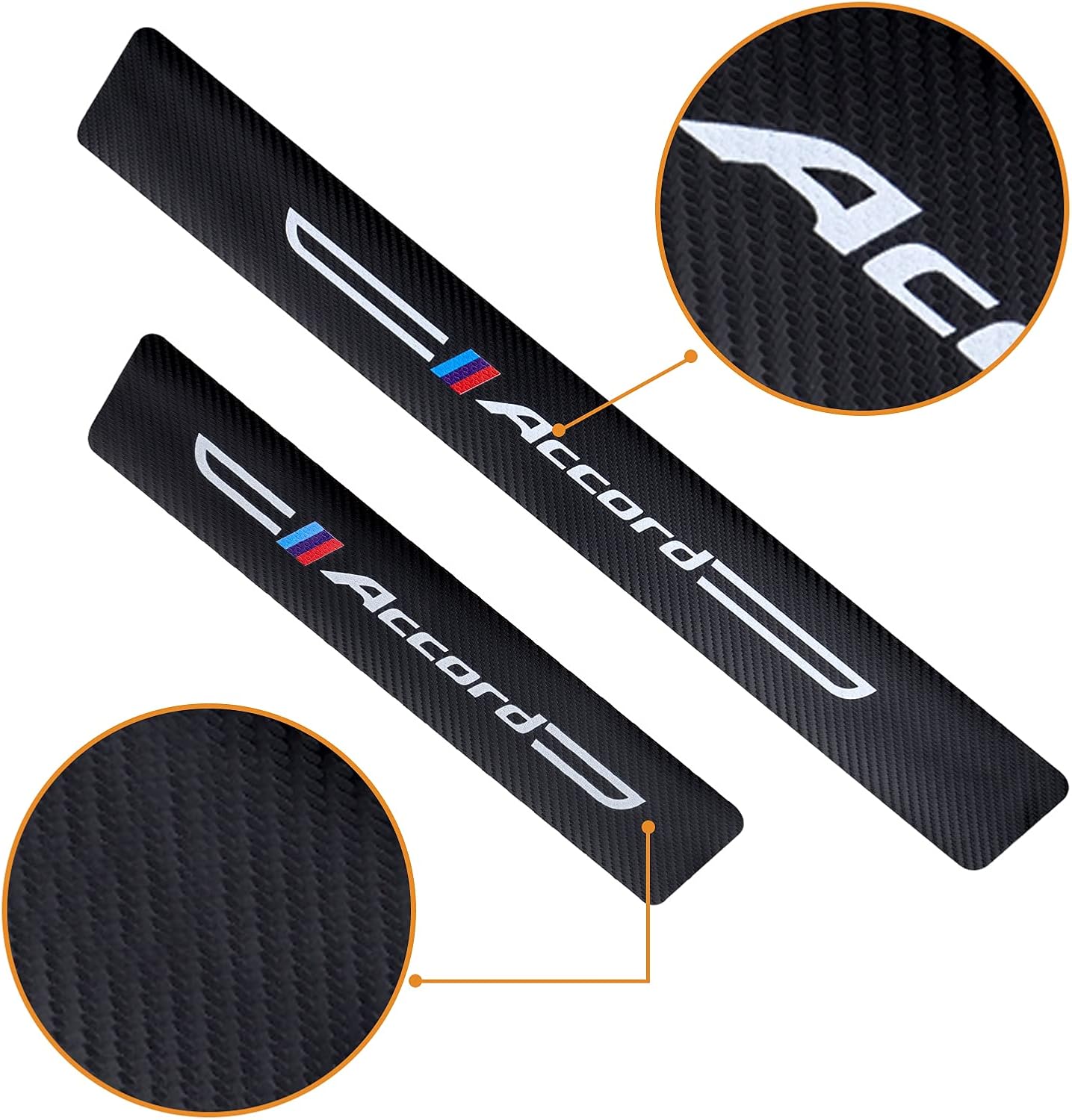 Cotree 4 protectores de cuero texturizado de fibra de carbono para umbral de puerta de automóvil, compatibles con Accord, protector de umbral de puerta de automóvil, decoración de umbral de puerta de