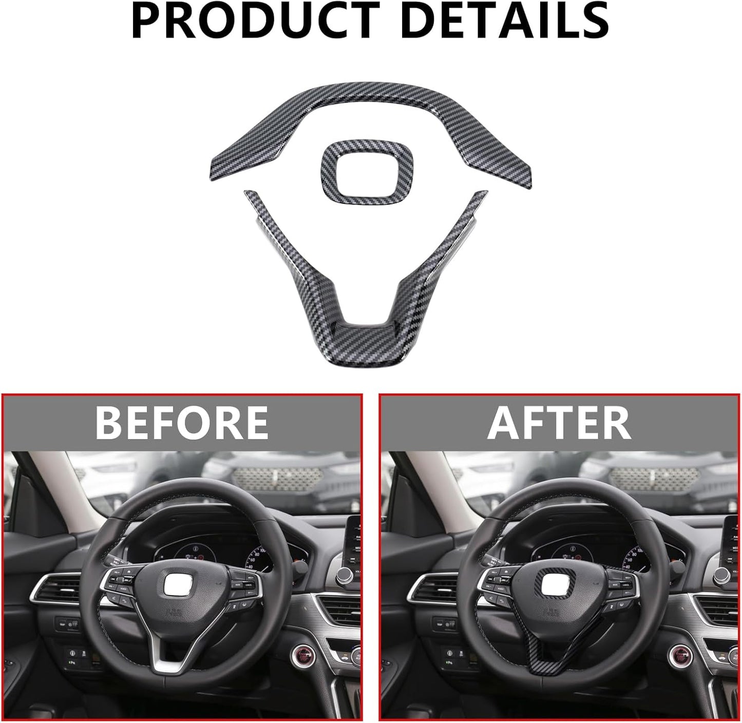 20 Pcs Carbon Fiber Interior Decor Cover, Gear Shift Panel Air Vent Cover Side Door Panel Strip Cover Trim Compatible with Honda Accord 10th Gen 2018-2022
