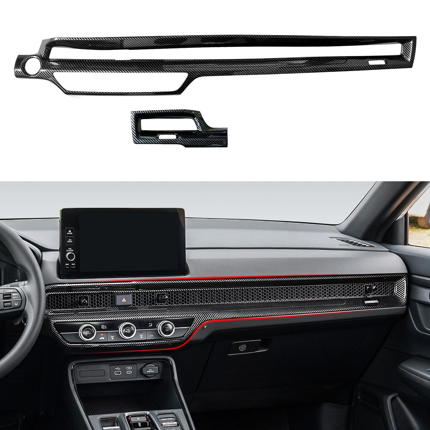 Calcomanías para cubierta de marco de tablero para Honda CR-V 2023, 2024, 2025, accesorios CRV, ABS, fibra de carbono, calcomanías interiores
