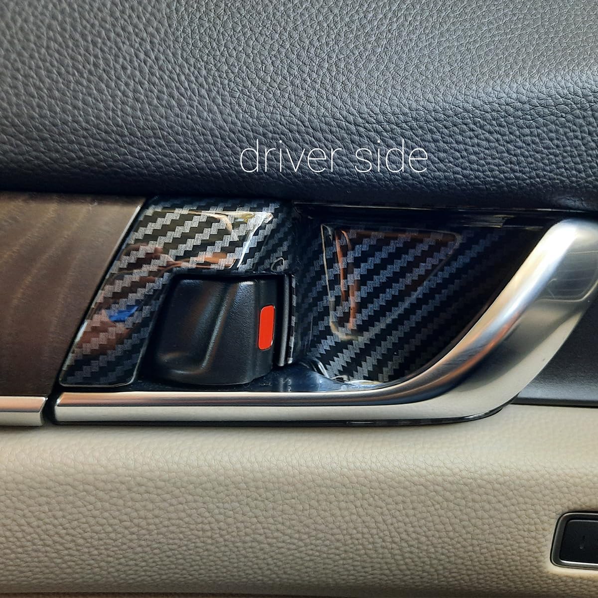 ABS Interior Door Handle Decoration Cover Door Bowl Trim for Honda Accord 2018 2019 2020 2021 2022, Carbon Fiber Grain