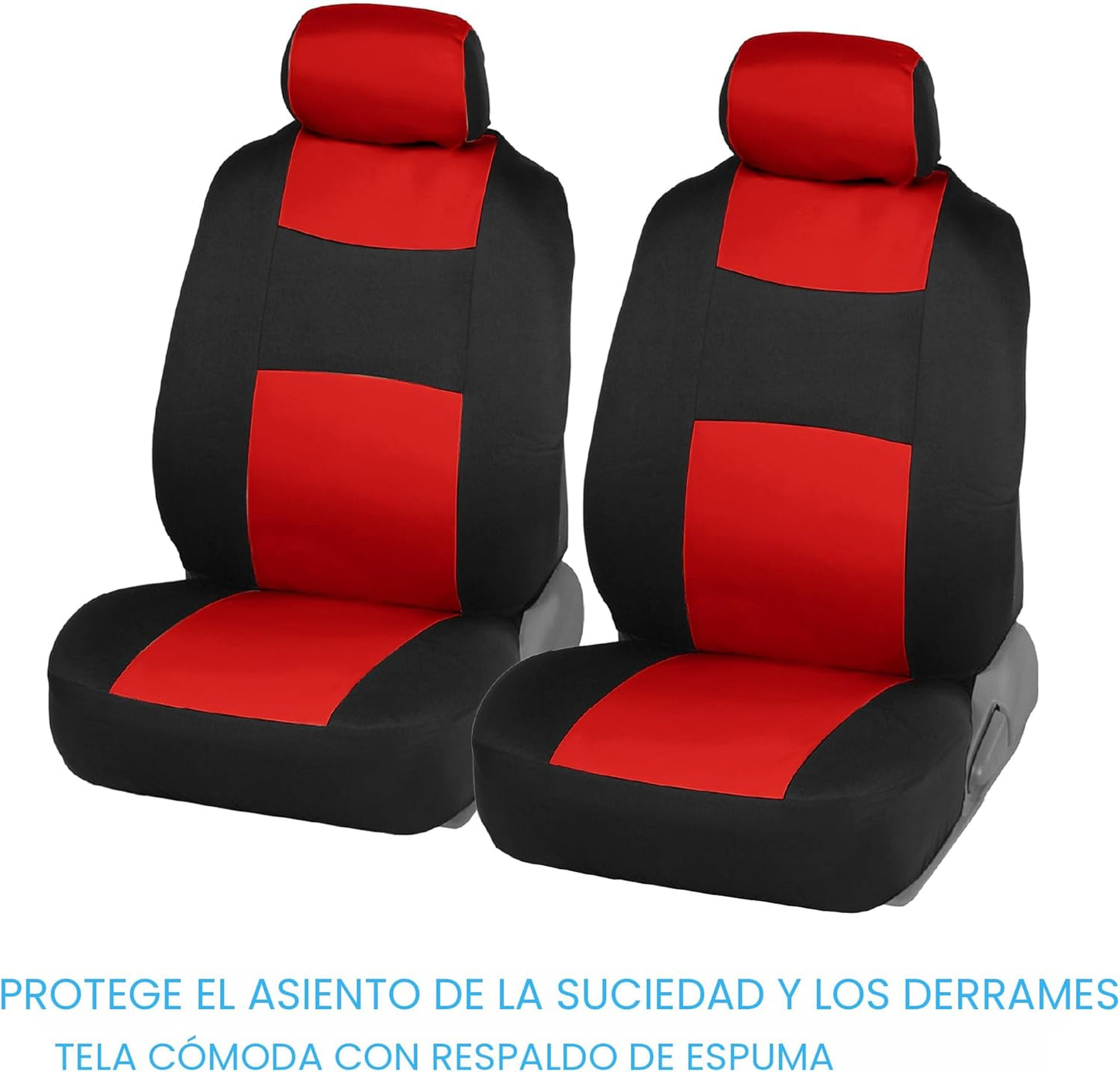 BDK PolyPro - Juego completo de fundas de asiento de coche en rojo sobre negro, fundas de asiento dividido delantero y trasero, fácil de instalar, accesorios para automóviles, camiones, furgonetas,