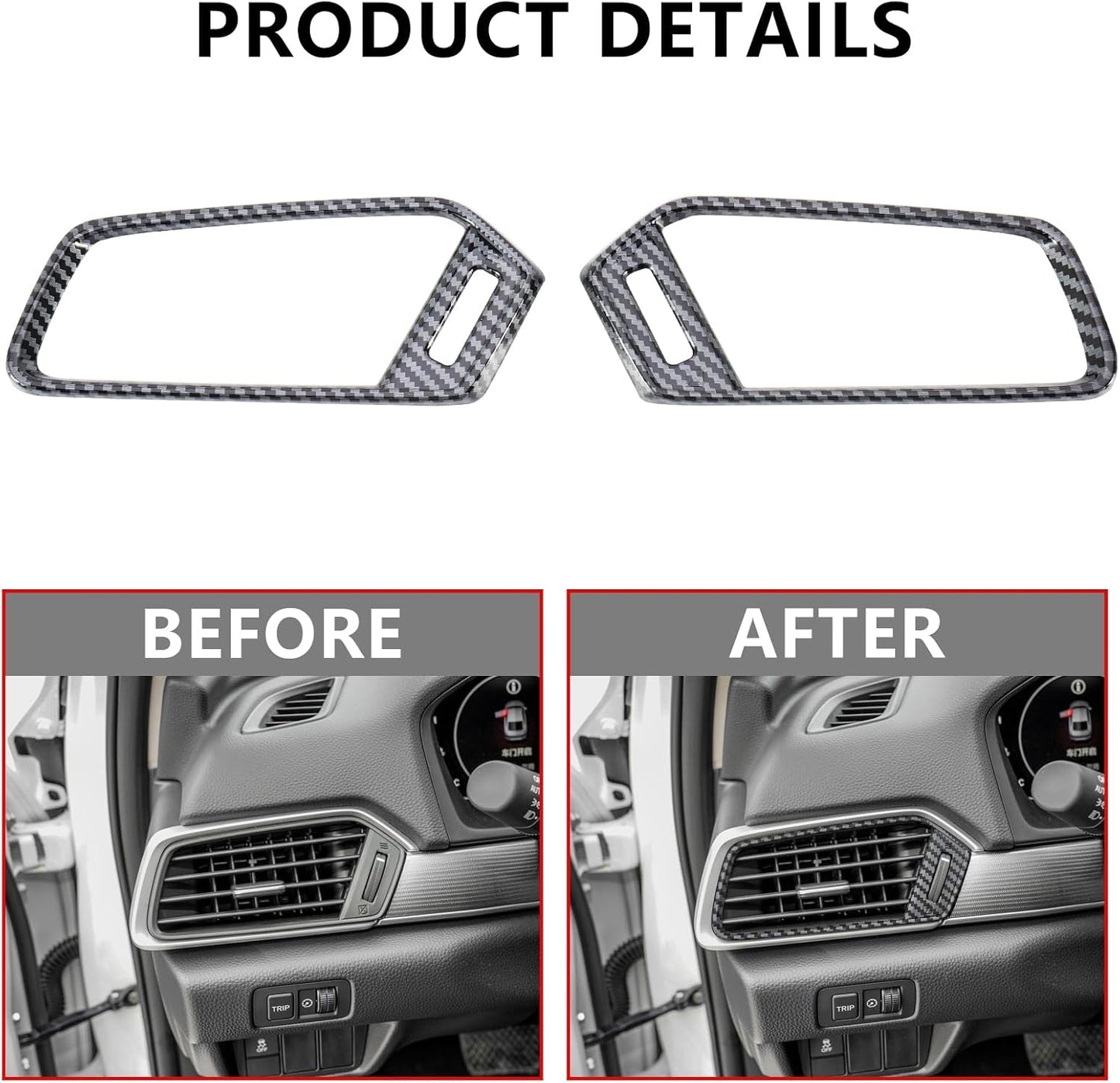 20 Pcs Carbon Fiber Interior Decor Cover, Gear Shift Panel Air Vent Cover Side Door Panel Strip Cover Trim Compatible with Honda Accord 10th Gen 2018-2022