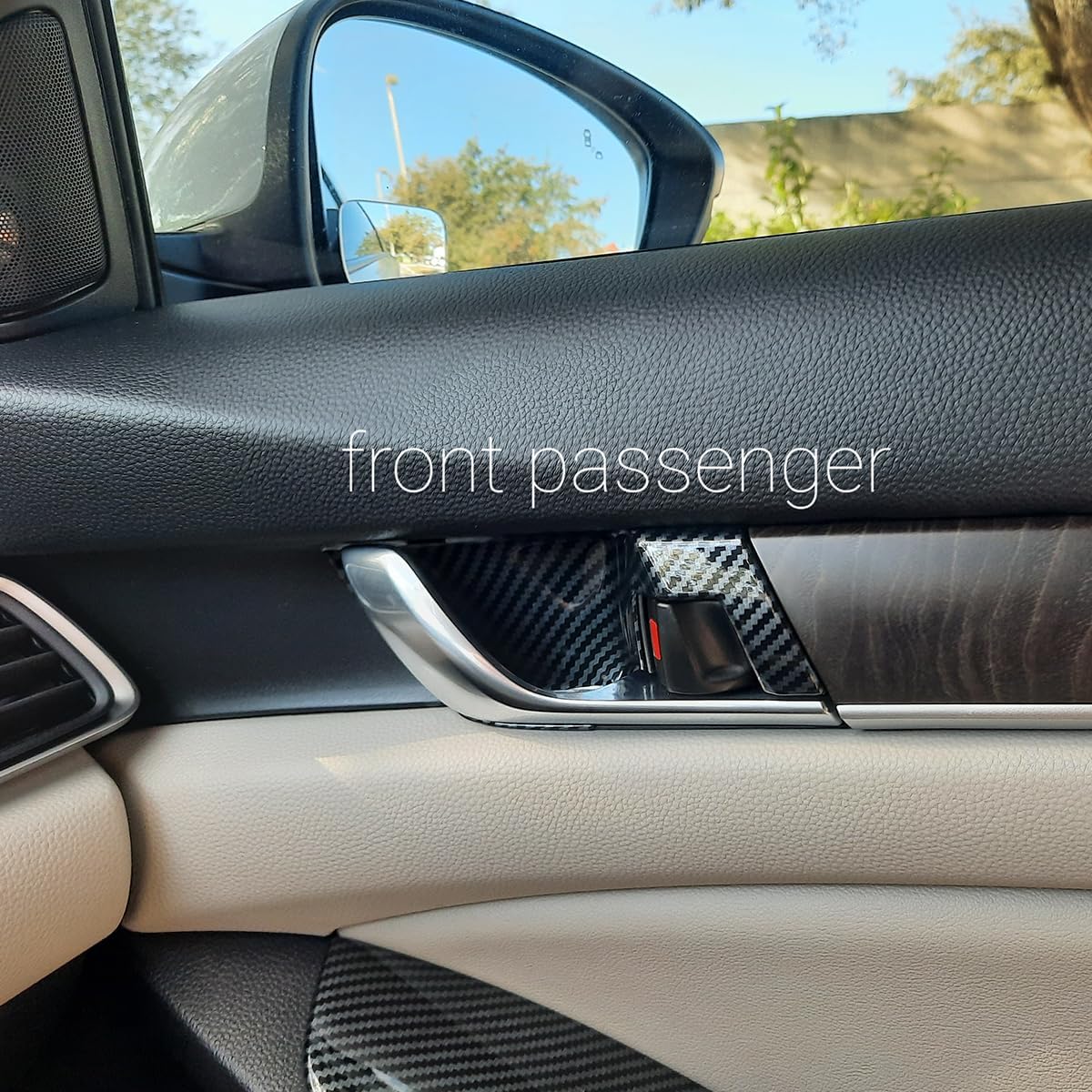 ABS Interior Door Handle Decoration Cover Door Bowl Trim for Honda Accord 2018 2019 2020 2021 2022, Carbon Fiber Grain
