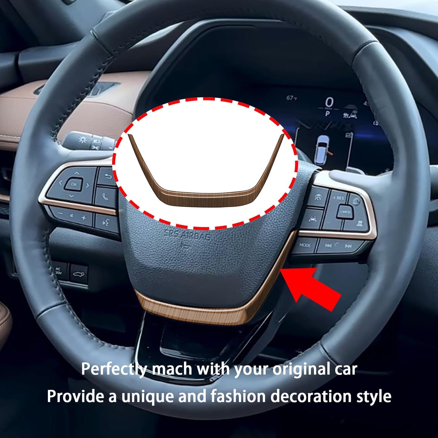 Handle Button Cover fit for Toyota Grand Highlander 2024 2025 Center Console Interiors Decoration Car Accessories 4PC Peach Wood Grain