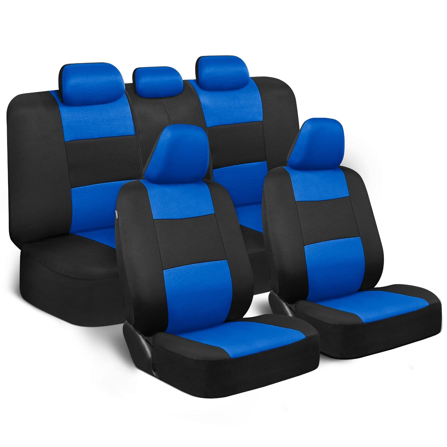 BDK PolyPro - Juego completo de fundas de asiento de coche en rojo sobre negro, fundas de asiento dividido delantero y trasero, fácil de instalar, accesorios para automóviles, camiones, furgonetas,