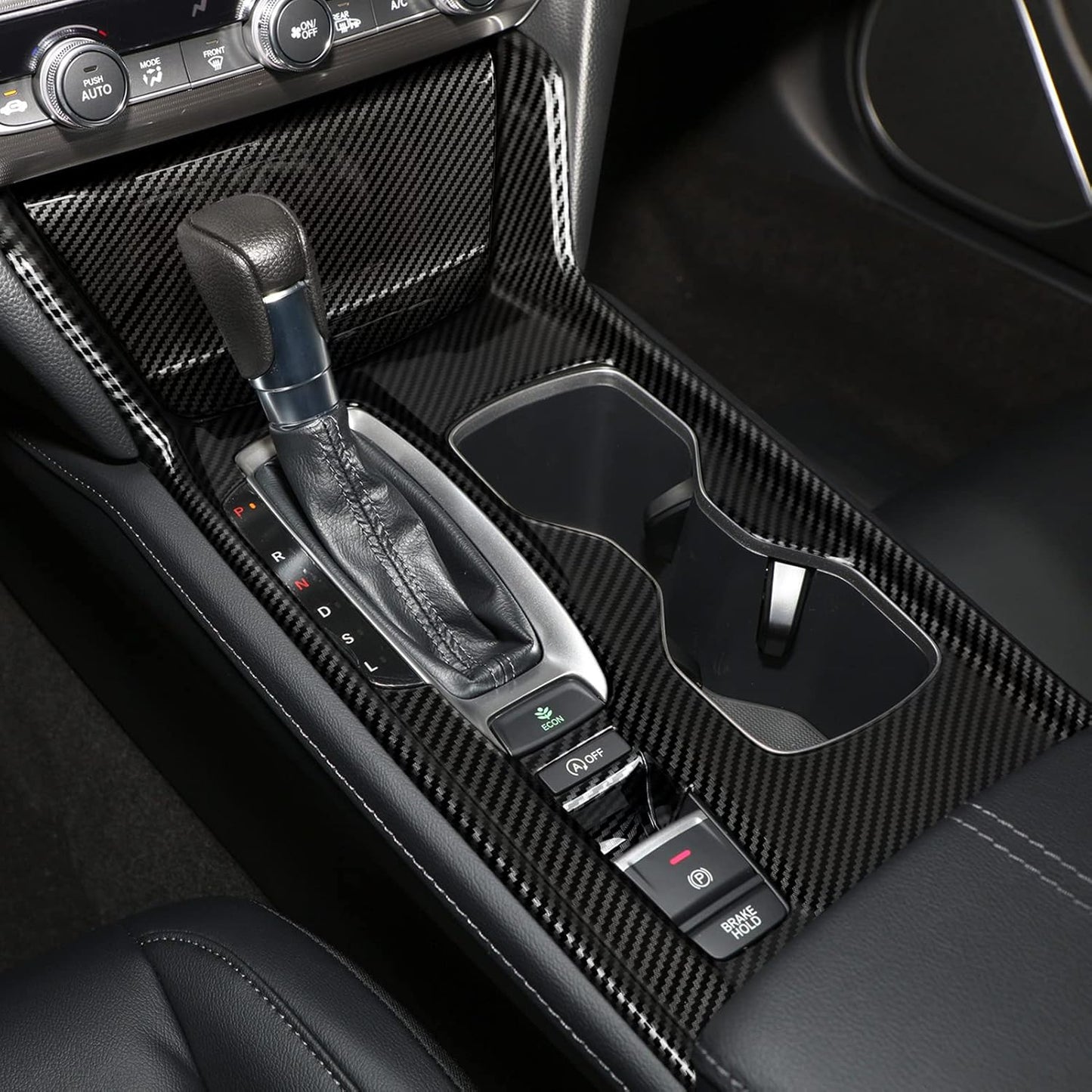 Calcomanías para panel de palanca de cambios versión a gas para Honda Accord 2018 2019 2020 2021 2022 Accesorios de 10ª generación ABS Calcomanías interiores de fibra de carbono