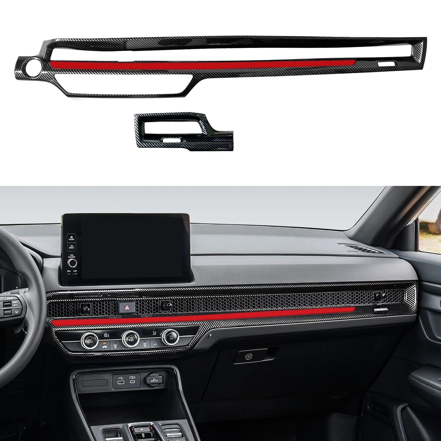 Calcomanías para cubierta de marco de tablero para Honda CR-V 2023, 2024, 2025, accesorios CRV, ABS, fibra de carbono, calcomanías interiores