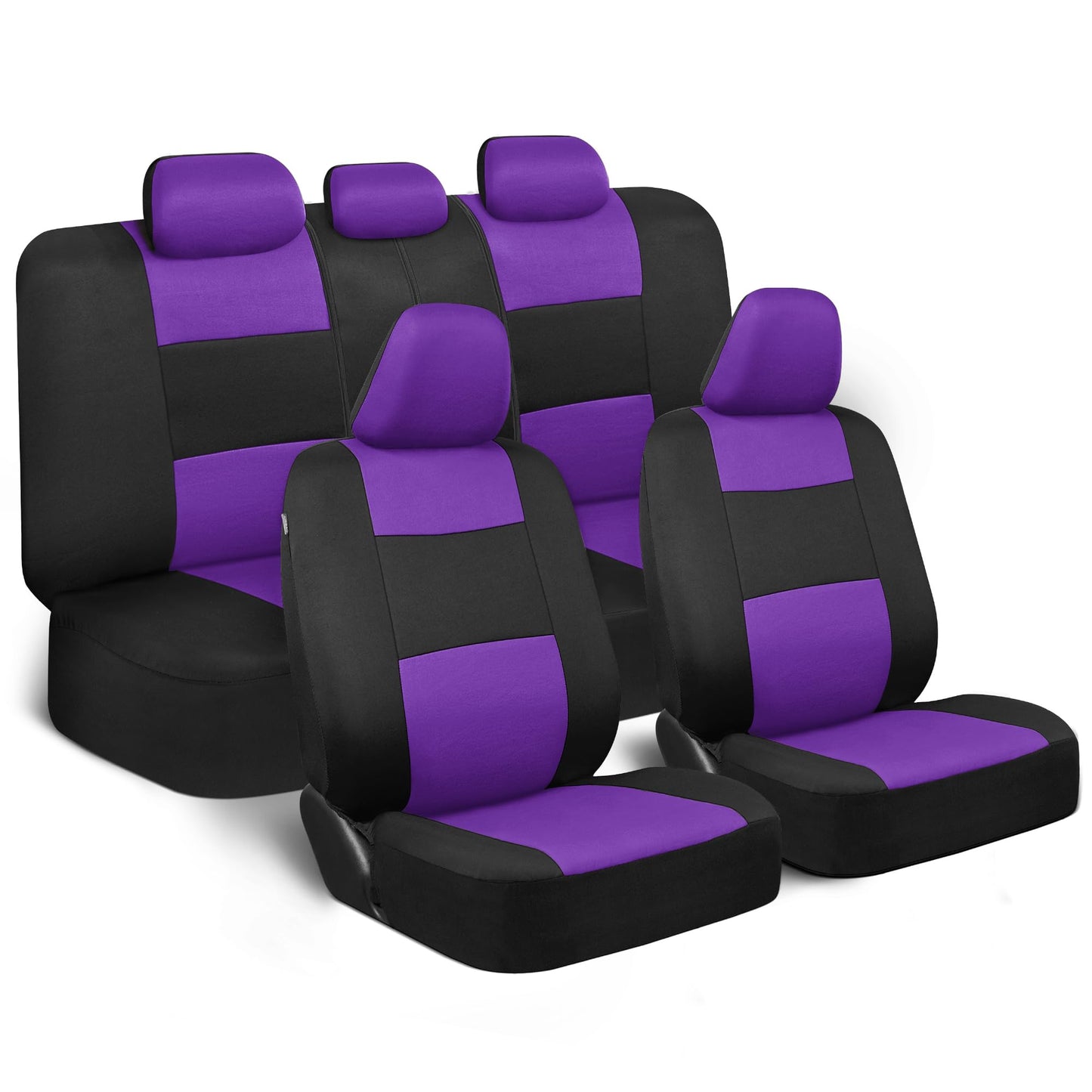 BDK PolyPro - Juego completo de fundas de asiento de coche en rojo sobre negro, fundas de asiento dividido delantero y trasero, fácil de instalar, accesorios para automóviles, camiones, furgonetas,