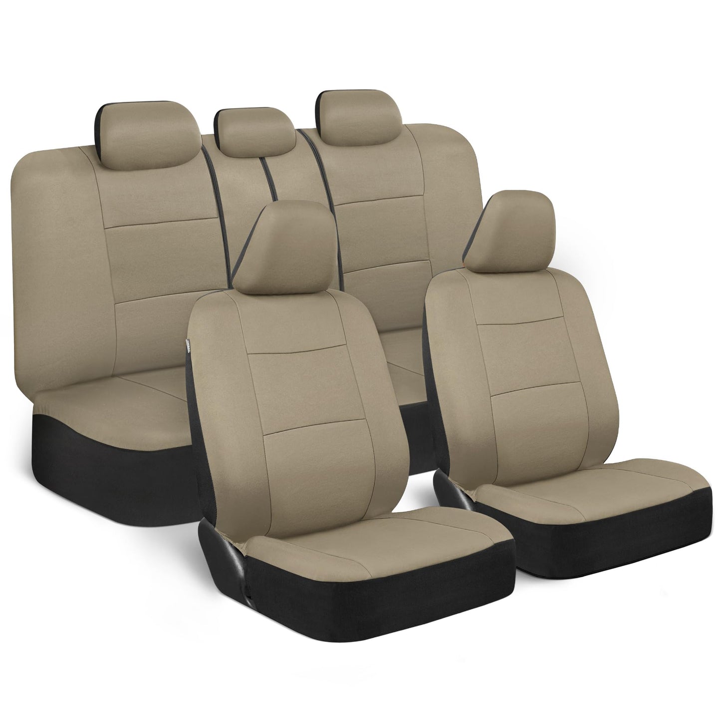 BDK PolyPro - Juego completo de fundas de asiento de coche en rojo sobre negro, fundas de asiento dividido delantero y trasero, fácil de instalar, accesorios para automóviles, camiones, furgonetas,