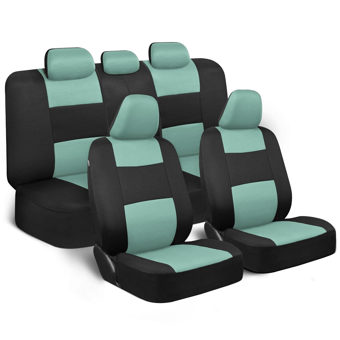 BDK PolyPro - Juego completo de fundas de asiento de coche en rojo sobre negro, fundas de asiento dividido delantero y trasero, fácil de instalar, accesorios para automóviles, camiones, furgonetas,