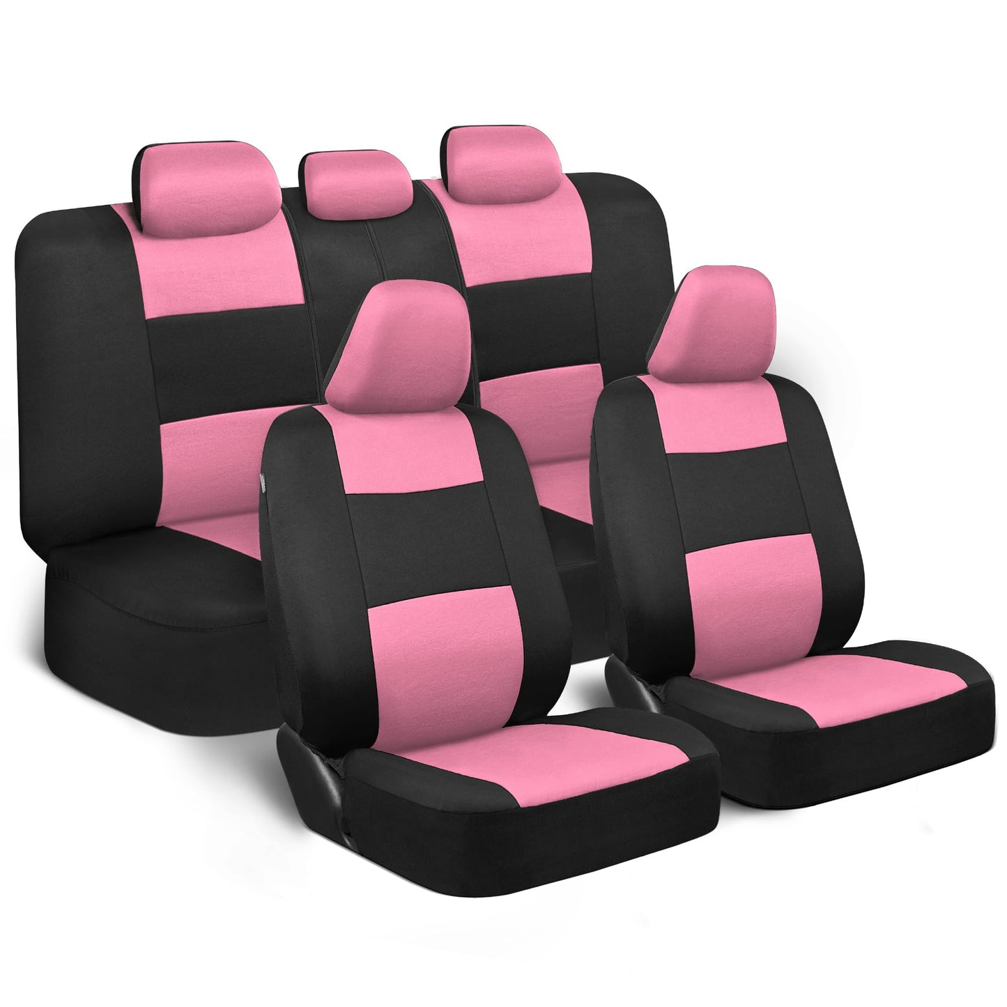 BDK PolyPro - Juego completo de fundas de asiento de coche en rojo sobre negro, fundas de asiento dividido delantero y trasero, fácil de instalar, accesorios para automóviles, camiones, furgonetas,