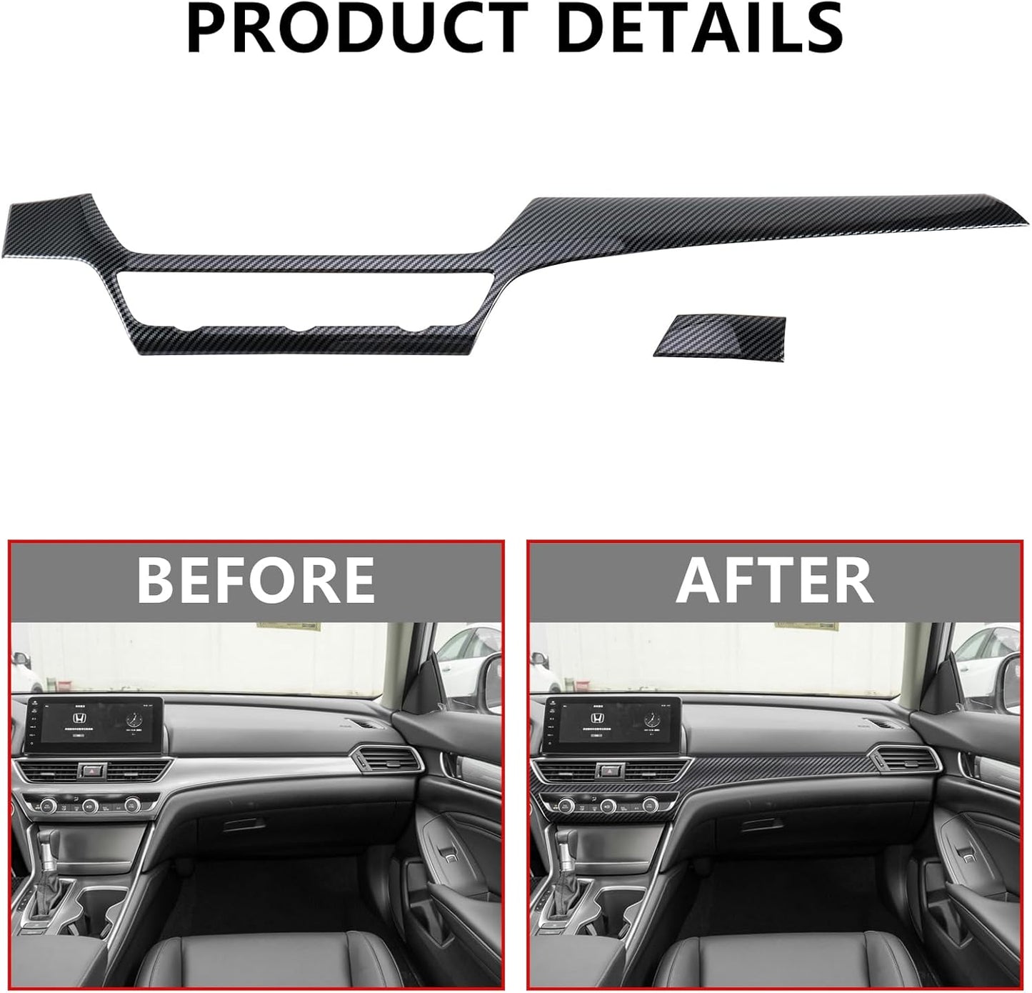 20 Pcs Carbon Fiber Interior Decor Cover, Gear Shift Panel Air Vent Cover Side Door Panel Strip Cover Trim Compatible with Honda Accord 10th Gen 2018-2022