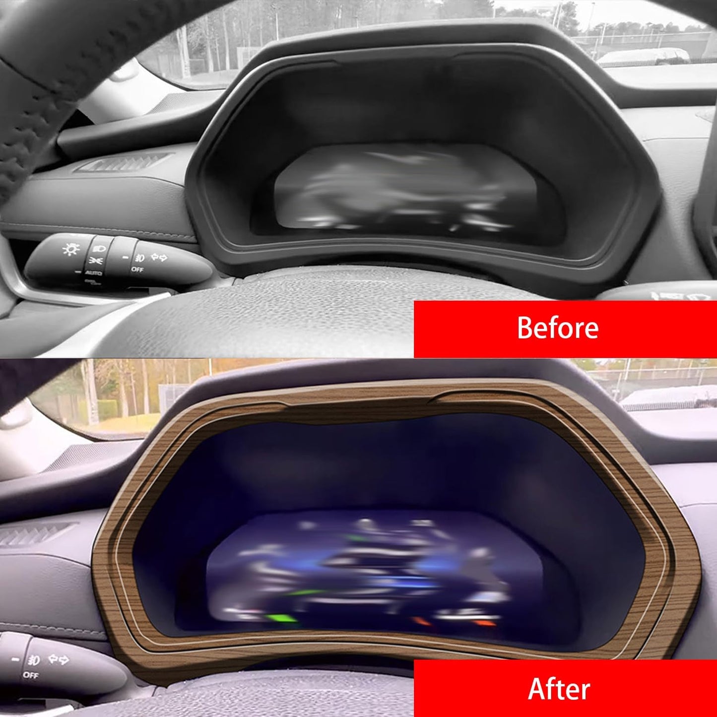 Instrument Frame Modification Interior Car Accessories fit for Toyota Grand Highlander 2024 2025 Peach Wood Grain Console Center Dashboard Cover Trim ABS