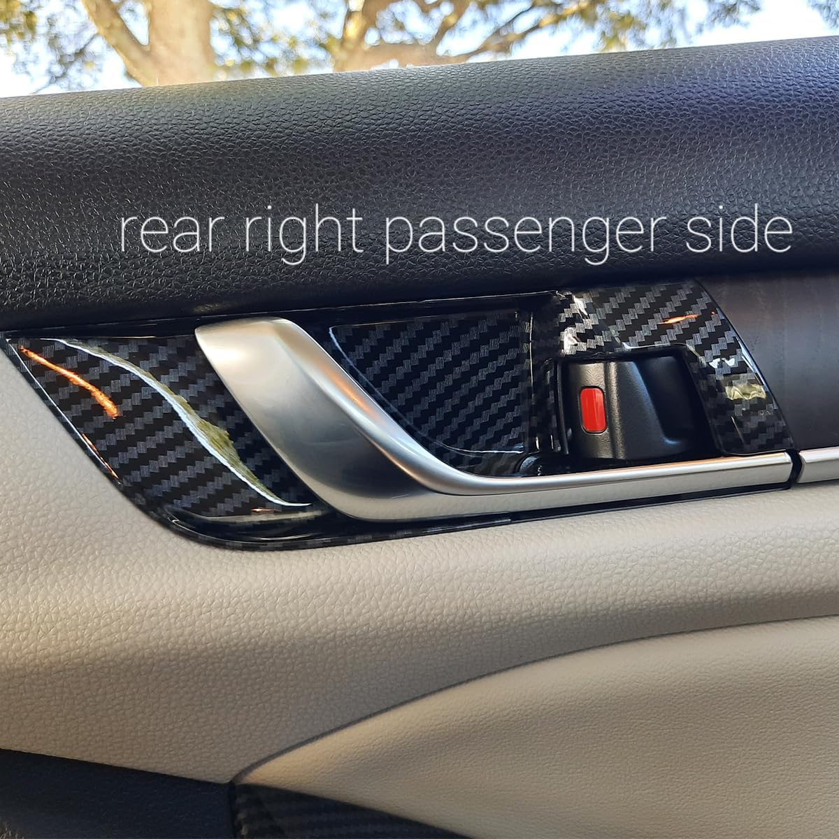 ABS Interior Door Handle Decoration Cover Door Bowl Trim for Honda Accord 2018 2019 2020 2021 2022, Carbon Fiber Grain