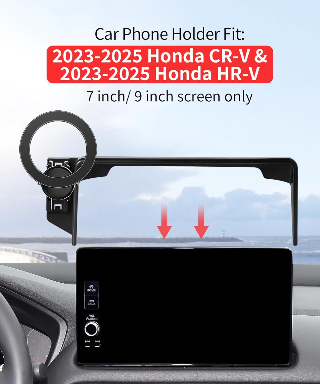 MaserWeller - Soporte de teléfono para automóvil Honda HR-V 2023-2025, accesorios CR-V 2023 2024 2025, clip fijo de pantalla de 7/9 pulgadas, soporte de teléfono compatible con MagSafe, soporte de