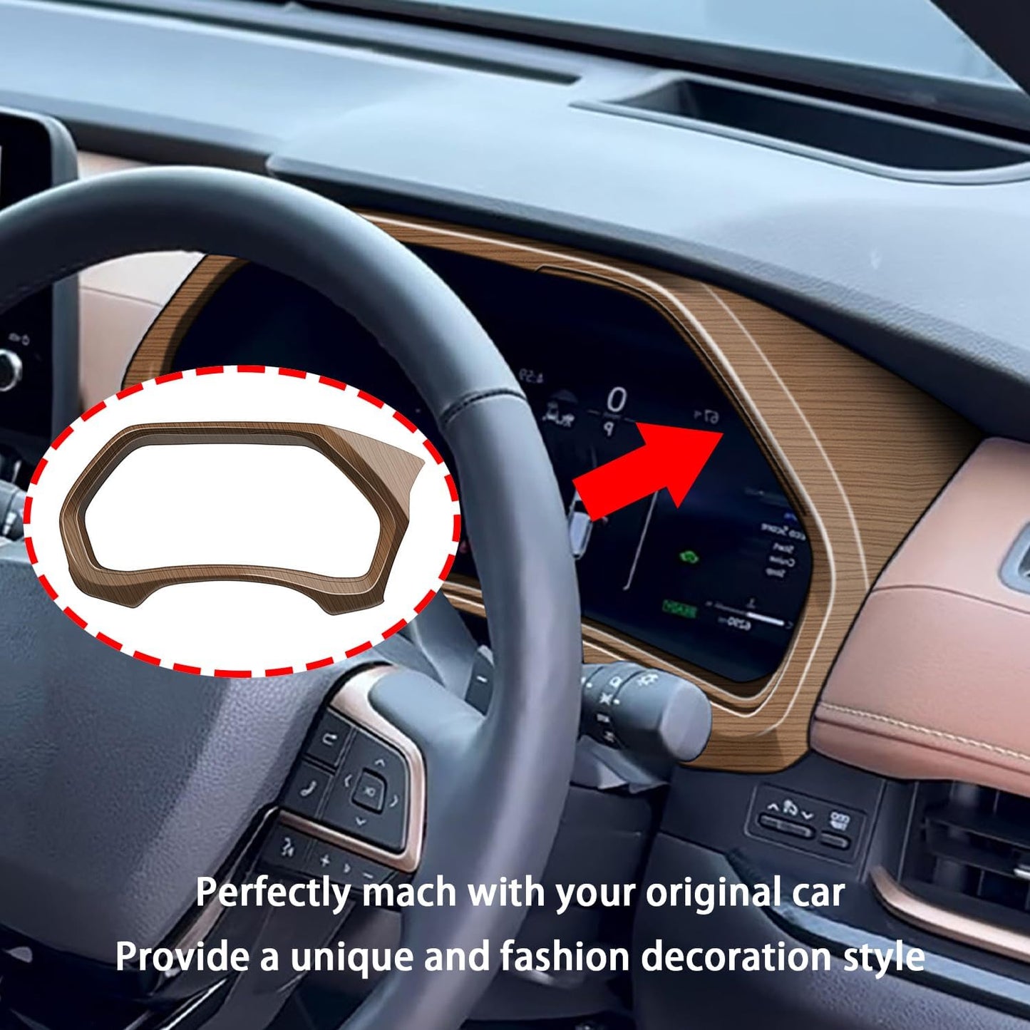 Instrument Frame Modification Interior Car Accessories fit for Toyota Grand Highlander 2024 2025 Peach Wood Grain Console Center Dashboard Cover Trim ABS
