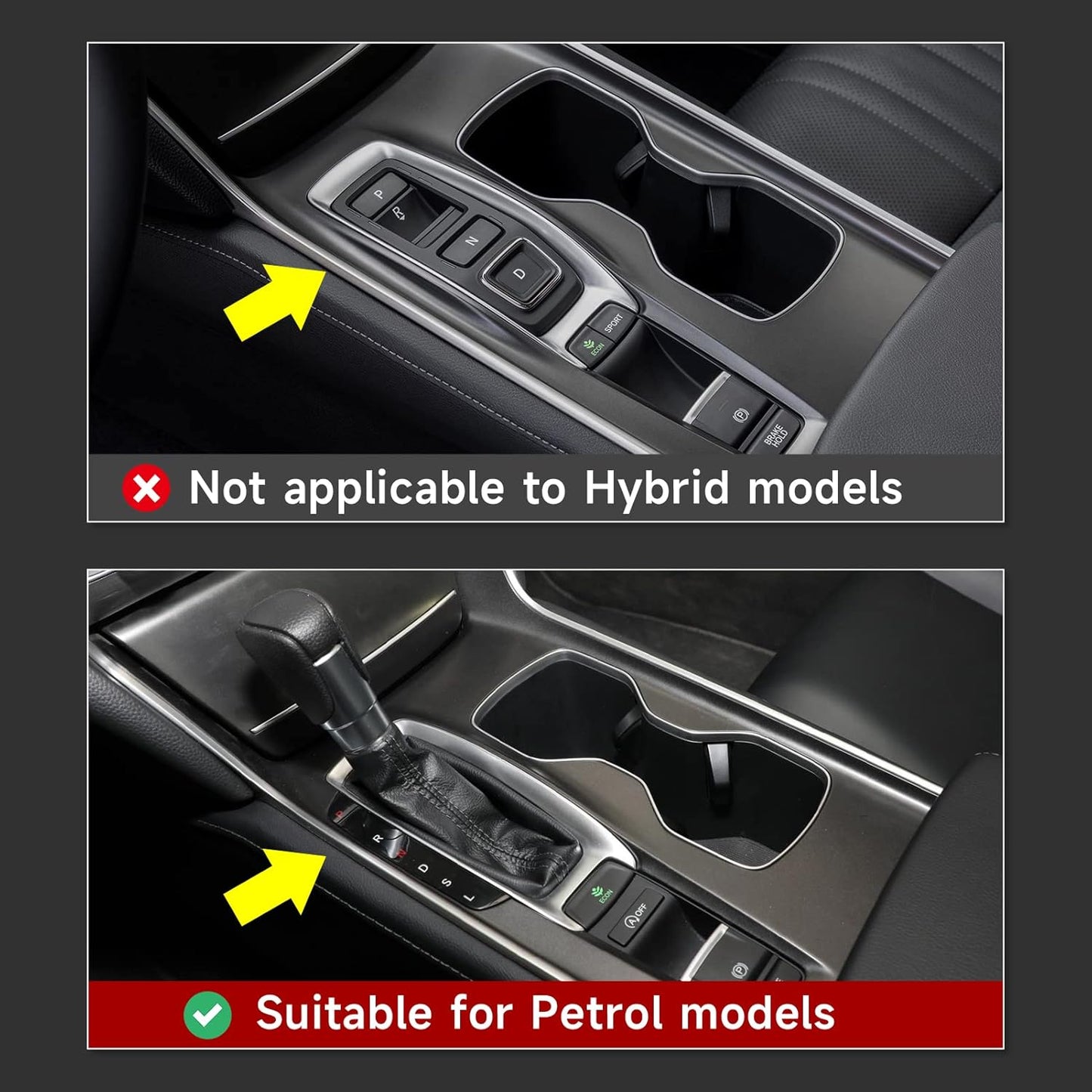 Calcomanías para panel de palanca de cambios versión a gas para Honda Accord 2018 2019 2020 2021 2022 Accesorios de 10ª generación ABS Calcomanías interiores de fibra de carbono