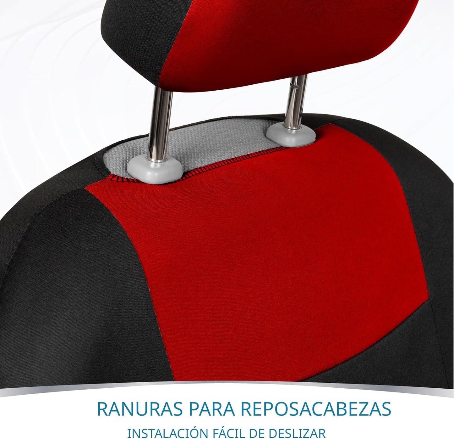 BDK PolyPro - Juego completo de fundas de asiento de coche en rojo sobre negro, fundas de asiento dividido delantero y trasero, fácil de instalar, accesorios para automóviles, camiones, furgonetas,
