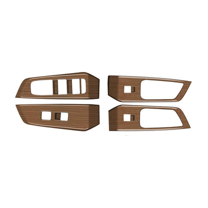 Peach Wood Grain Door Armrest Window Lift Down Switches Button Panel Cover Trims ABS 4Pc fit for Toyota Grand Highlander 2024 2025