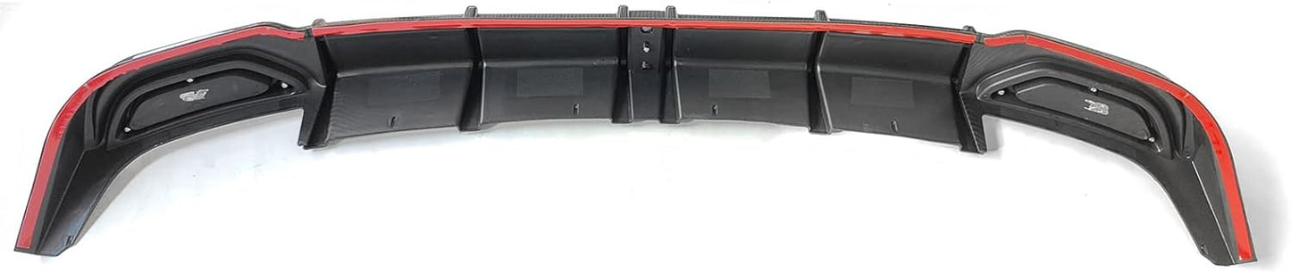 IKON MOTORSPORTS, Rear Bumper Lip Diffuser Compatible with 2018-2022 Honda Accord Hybrid, PP Carbon Fiber Print Rear Shark Fins Spoiler with Light, 2019 2020 2021