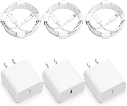 USB C Charger iPhone Charger Fast Charging 3Pack 20W Type C Wall Charger Block with 6FT Long USB C Charger Cable Compatible for iPhone 14Pro/13 Pro/12/12 Pro Max/11/XS Max/XS/XR/X/8