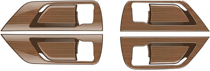 Peach Wood Grain Door Handle Cover fit for Toyota Grand Highlander 2024 2025 Interior Decoration Car Accessories 4PC