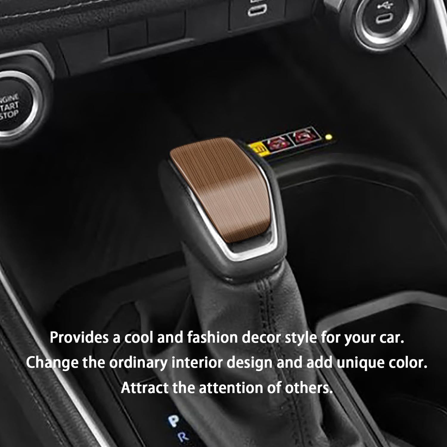 Interior Car Accessories fit for Toyota Grand Highlander 2024 2025 Peach Wood Grain Gear Shift Lever Knob Shifter Head Cover Trim ABS