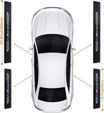 Cotree 4 protectores de cuero texturizado de fibra de carbono para umbral de puerta de automóvil, compatibles con Accord, protector de umbral de puerta de automóvil, decoración de umbral de puerta de