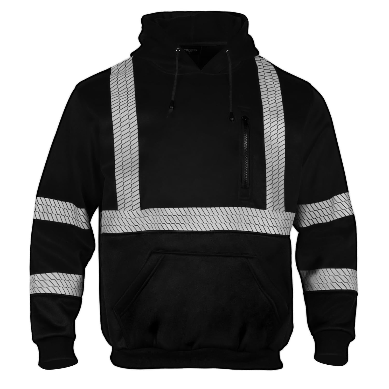 FONIRRA Hi Vis - Sudadera con capucha para hombre, reflectante, ANSI Clase 3, sudaderas de seguridad de alta visibilidad, construcción, trabajo, invierno, sin botones, color negro