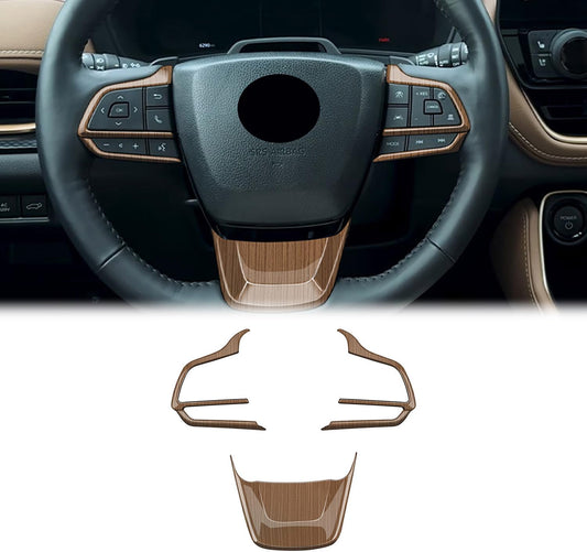 Peach Wood Grain Handle Button Cover fit for Toyota Grand Highlander 2024 2025 Center Console Interiors Decoration Car Accessories 3Pc