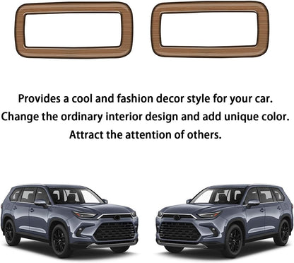 Peach Wood Grain Roof-Mounted Speaker Cover fit for Toyota Grand Highlander 2024 2025 Interior Decoration Accessories