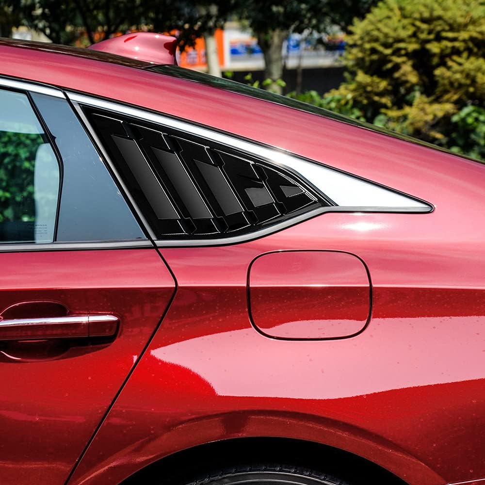 Rear Side Window Louvers Compatible for Honda Accord 2022 2021 2020 2019 2018 Accesories Sport Style Air Vent Cover (Bright Black)