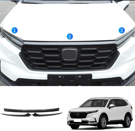 Accesorios de coche para parachoques delantero exterior, tapa de motor para parrilla compatible con Honda CR-V CRV 2023 2024 2025 (estilo fibra de carbono), 3 piezas ABS
